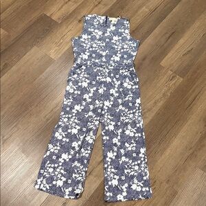Michael Kors Navy and White Floral cropped jumpsuit
